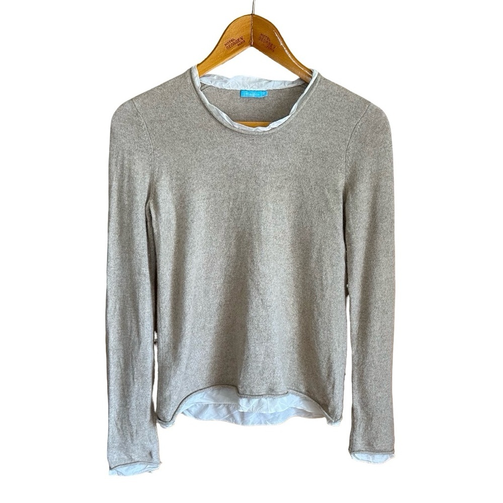 Light Gray Layered-Look Crewneck Sweater
